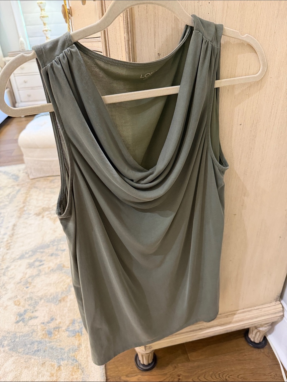 LOFT Olive Green Draped Cowl Neck Tank